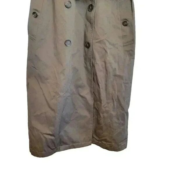 London Fog Women's Tan Light Brown British Khaki Poly Double Breasted Lined Tren - Picture 5 of 13